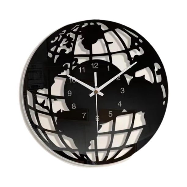 Reloj De Pared Acrílico Con Diseño De Mapa Del Mundo, Color Negro, Para Regalo De Inauguración De La Casa, Ligero, 30 Cm