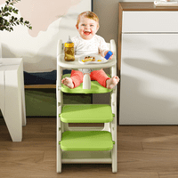 M&Ms - Multi Functional Growing Up Dining Chair,A High Chair Suitable For Eating And Feeding,Adjustable Height Toddler Tower,Use Five-Point Seat Belts And A Movable Large Dinner Plate(Green)