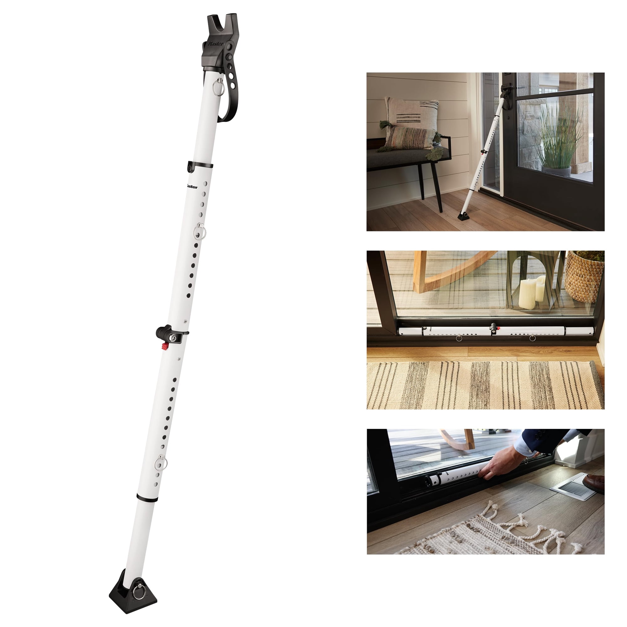 Barra De Seguridad Para Puertas Master Lock Ajustable De 65 A 110 Cm, Color Blanco