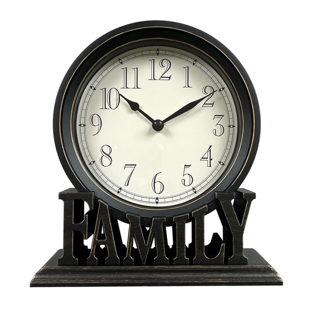 Reloj de mesa redondo con números grandes, movimiento silencioso decorativo, relojes de repisa sin tictac para baño, mesa de oficina, adorno de dormit EstiloB