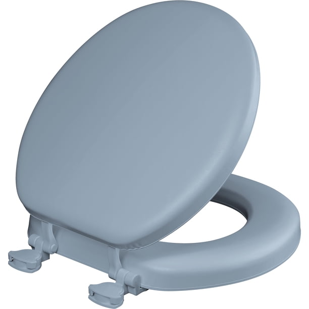 Asiento de inodoro Mayfair acolchado y acolchado con núcleo de madera de vinilo suave
