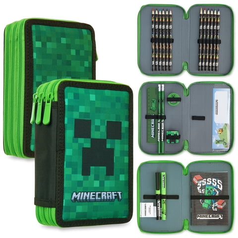 Estuche Para Lápices Con Relleno De Minecraft Y Papelería Para Niños, Color Verde