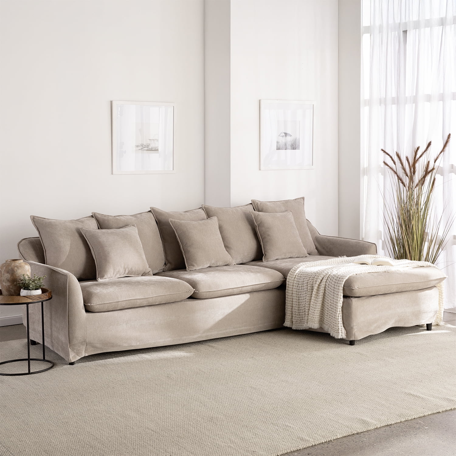 Vys Spa - Seccional Siena Beige Seccional Siena Beige Con Chaise Reversible Y Funda Desmontable
