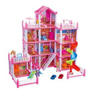 Genérico - Juguete Casa De Muñecas 256 Piezas 3 Pisos Rosado Infantil