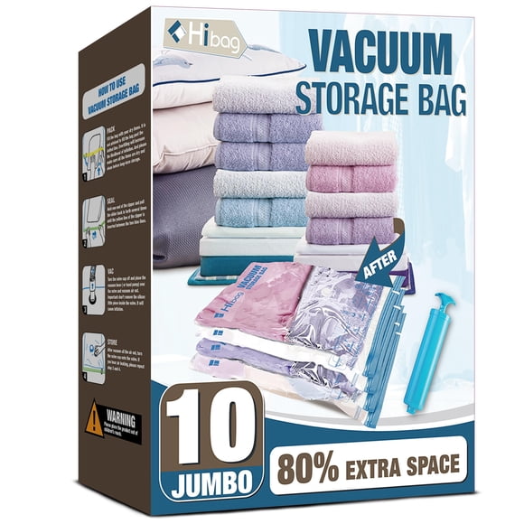 Bolsas de almacenamiento al vacío HIBAG 10 Jumbo que ahorran espacio para ropa