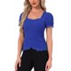thumbnail image 4 of INSPIRE CHIC Camisa Victoriana para Mujeres Regreso a Clases Cuello de Corazón Manga Abullonada Halloween Blusa Gótica con Cordones XS Azul Real, 4 of 7