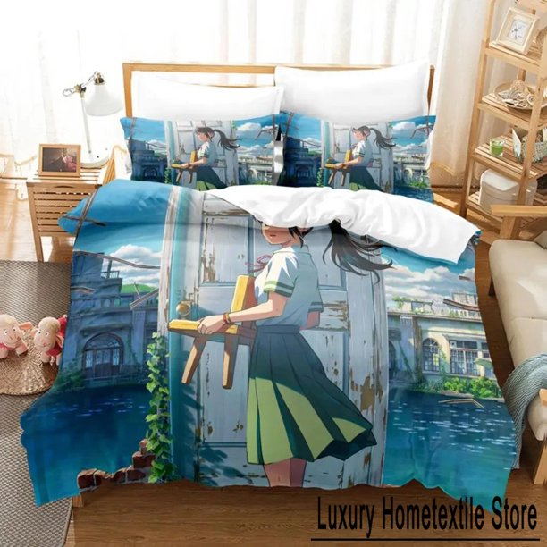 Movie Suzume No Tojimari Bedding Set Boys Girls Size Duvet Cover Pillowcase Bed Kids Adult Home Textile Bed Sheets