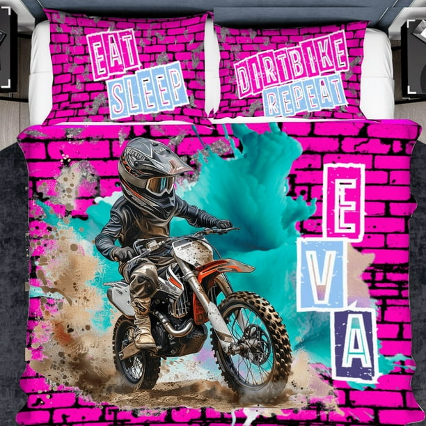 Ropa de cama infantil personalizada para niños Dirtbike