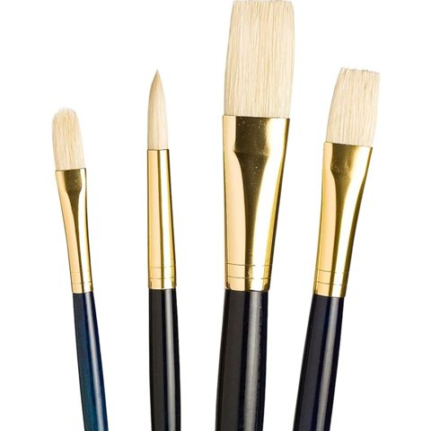 Set 4 Pinceles Princeton Mango Largo Pelo Natural Cerda