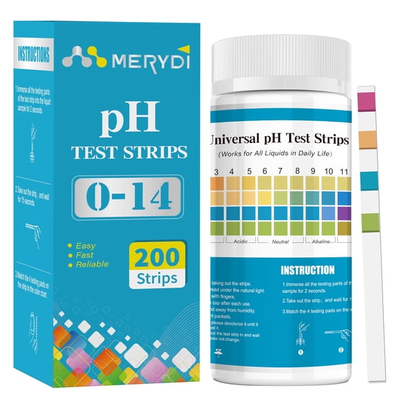 Tiras de prueba de pH universales Merydi 200, rango 0‑14