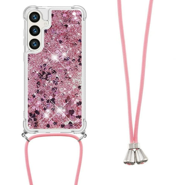 Funda FOXDOCK para Samsung Galaxy S24 Plus con Cuerda Ajustable, Brillo Líquido, Protección Antigolpes y Lente – Ideal para Regalo