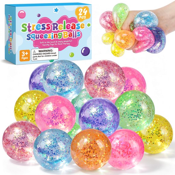 Bolas antiestrés VESPRO 24 unidades - juguetes de gel con brillo