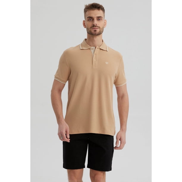 Polera Hombre Piqué Básica Lisa Kaki - lll