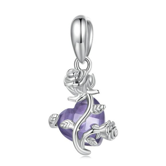 Charm Corazón Morado en Plata 925
