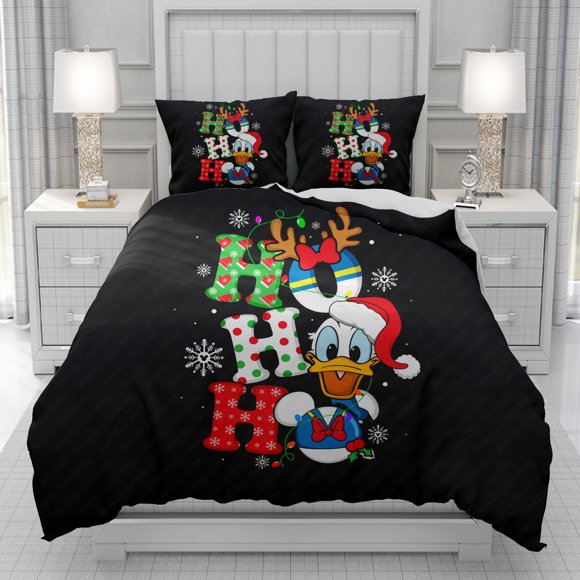 v1220 Bed Sheets Donald Duck HOHOHO Christmas Duvet Cover men women/Children Printing cartoon Bedding Set Comforter Bed Soft Comfortable 3-Piece Bedding Set (1 Duvet Cover + 2 Pillow Shams) Bed Sheet