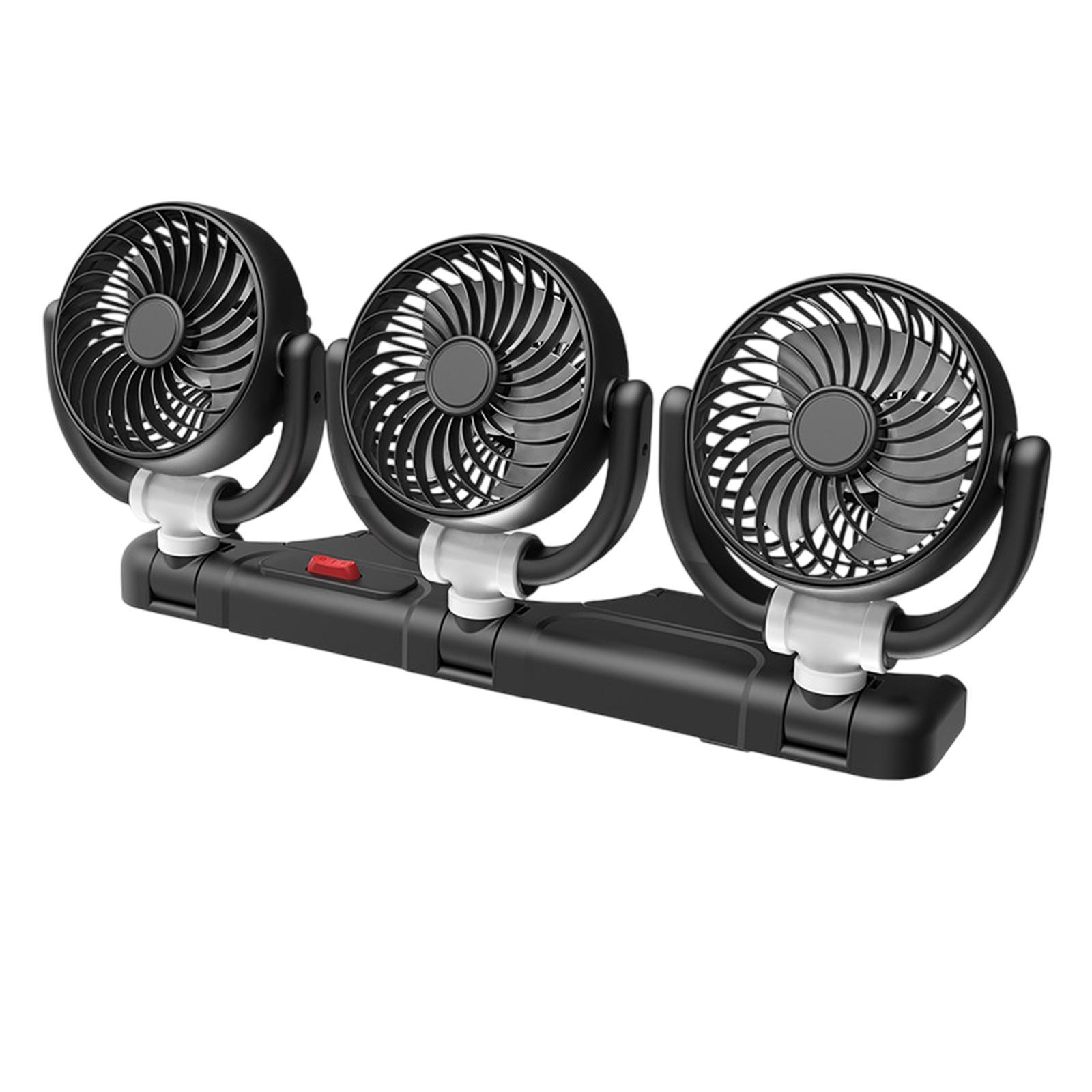 Magideal - Ventilador De Autos Ventilador De Automóviles Potentes Tres Cabezas Portátiles Versátiles De Circulación De Aire Velocidades Ajustables Para Camión De