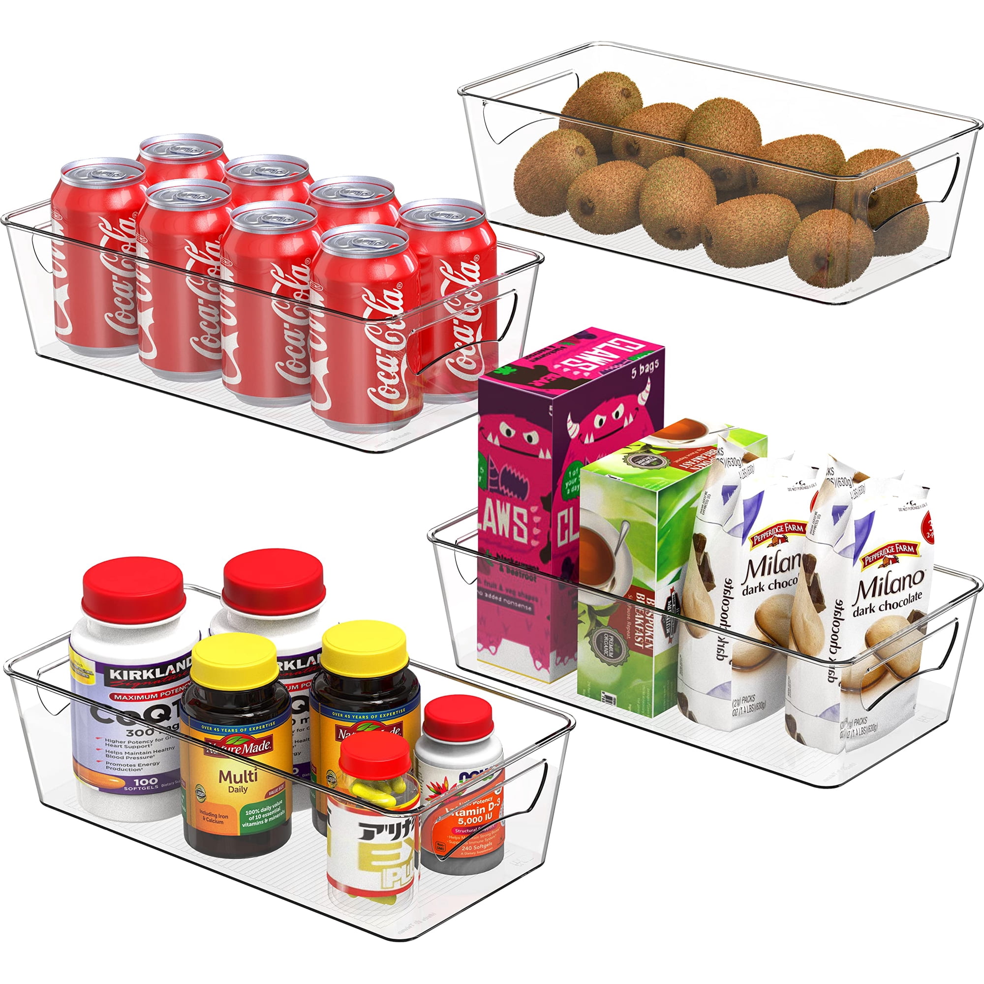 Simple Houseware - Organizador De Contenedores De Almacenamiento Simples Para El Hogar, Transparente, Paquete De 4