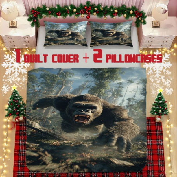 Gorilla Forward Soft Printed Bedding Set Polyester Fabric Decorative & Warm Ideal for Bedroom or Guest Room