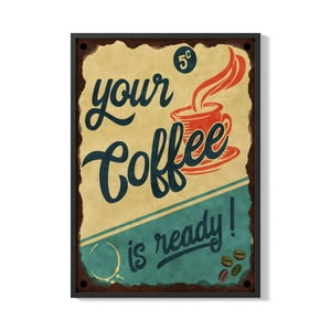 Creango - Cuadro Poster Enmarcado Tu Cafe Esta Listo Decorativo