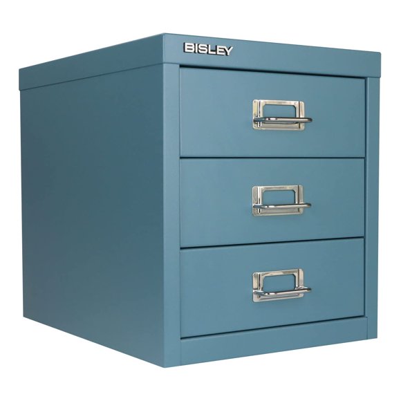 Gabinete Bisley de 3 Cajones de Acero Azul Doulton