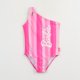 thumbnail image 1 of Traje de baño entero Niña Fucsia Rayas Estampado Barbie, 1 of 5