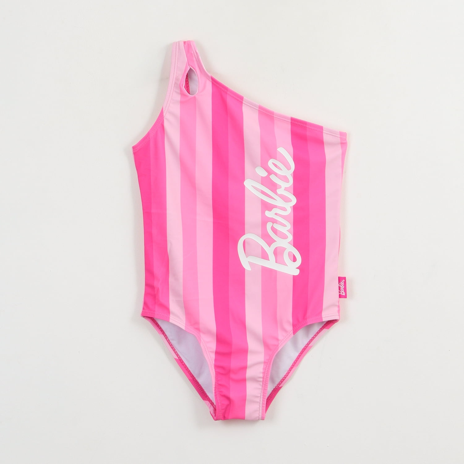 Traje De Baño Entero Niña Fucsia Rayas Estampado Barbie