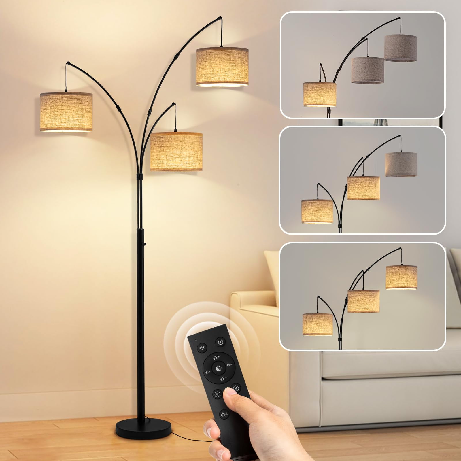 Lámpara De Pie Fansdrick De 80 Pulgadas Y 2400 Lúmenes, Superbrillante, Con Mando A Distancia