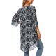 thumbnail image 3 of INSPIRE CHIC Blusa de Chifón para Mujer Manga 3/4 con Abertura Dobladillo Asimétrico Túnica Top Negro Blanco Floral S, 3 of 6