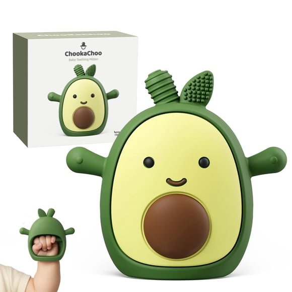 Juguete para la dentición ChooKaChoo de silicona con forma de aguacate y mitón, 3+ meses