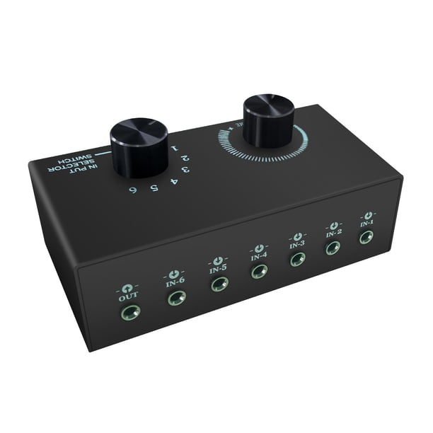 Conmutador de audio Conmutador de fuente de señal de audio Caja de conmutador de audio Salida Estéreo AUX Selector de audio Ligero y compacto