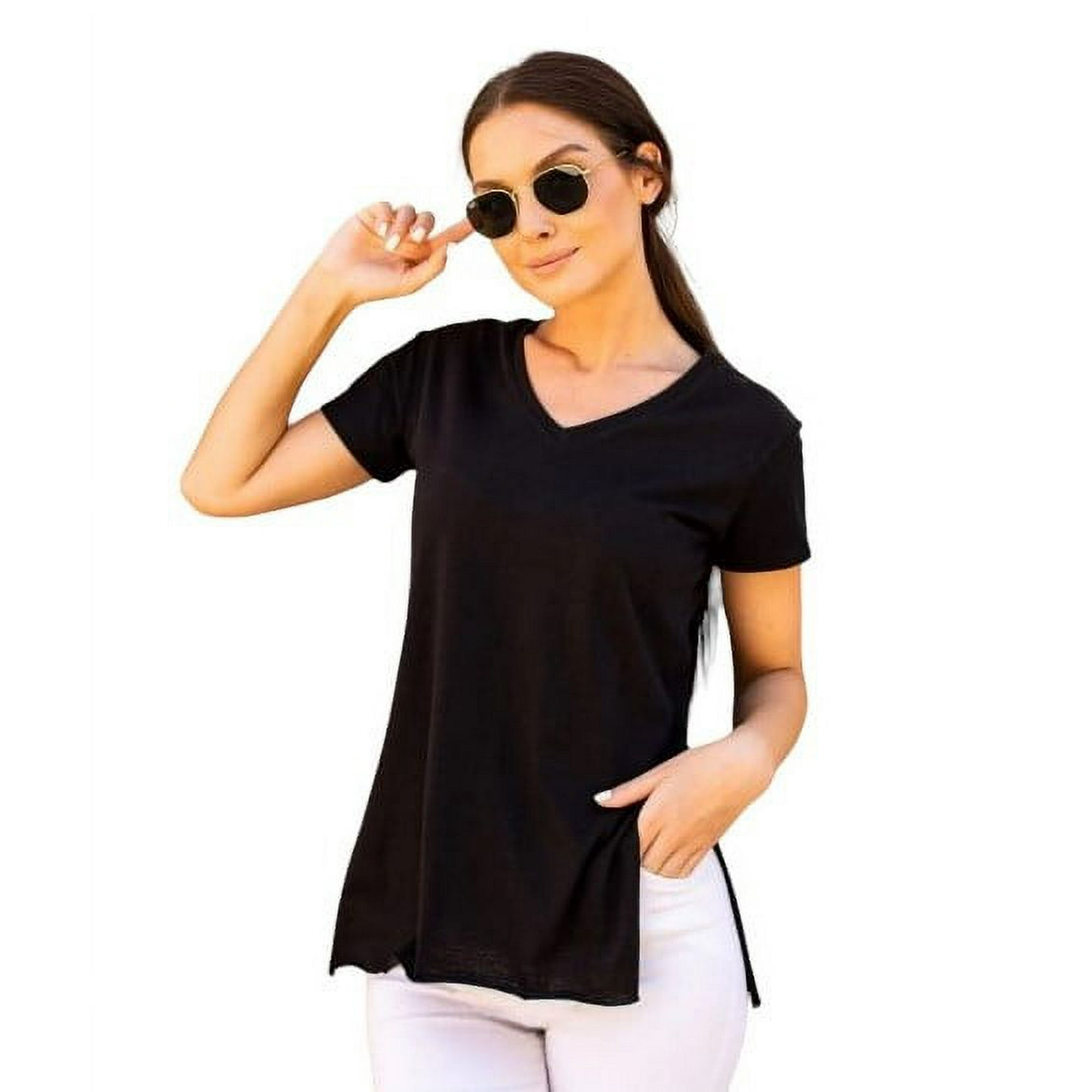 Polera Mujer Negro Manga Corta Talla M