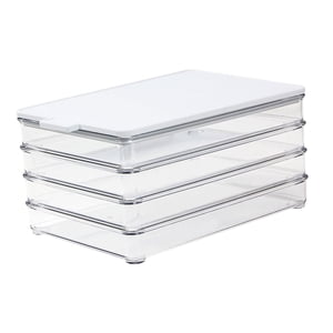 Magideal - Deli Contenedor Refrigerador Embutidos Recipiente Organizador Queso Jamón Con Tapa Tabla Cortar Hermética Apilable Material Pp Tpe As Adecuado Para F 4 Capas