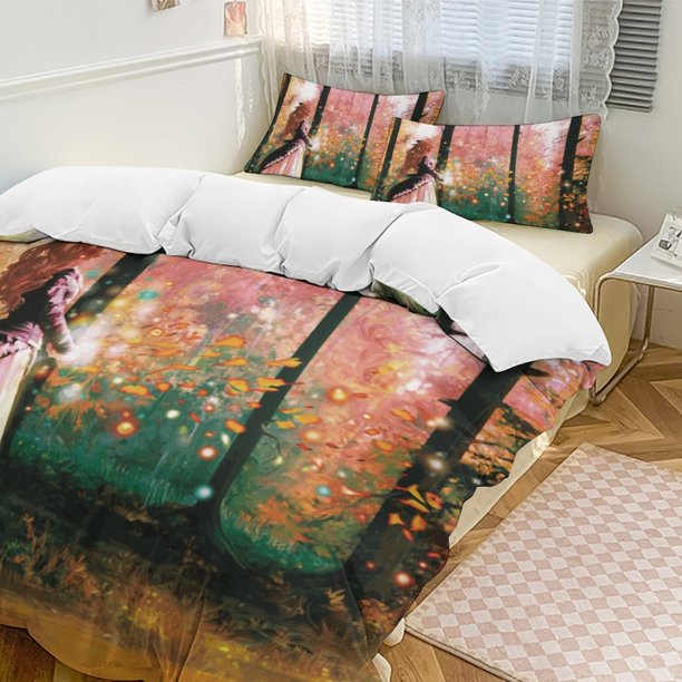 Oil Painting Style 3-Piece Twin Bed Set - Includes 1 Single Comforter And 2 Pillowcases Bedding - Fade Resistant Microfiber - Oil Painting Style