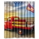 thumbnail image 1 of Cortina de ducha con diseño de bandera estadounidense y coche al volante, con ganchos, tamaño 60 x 72 pulgadas, 1 of 3