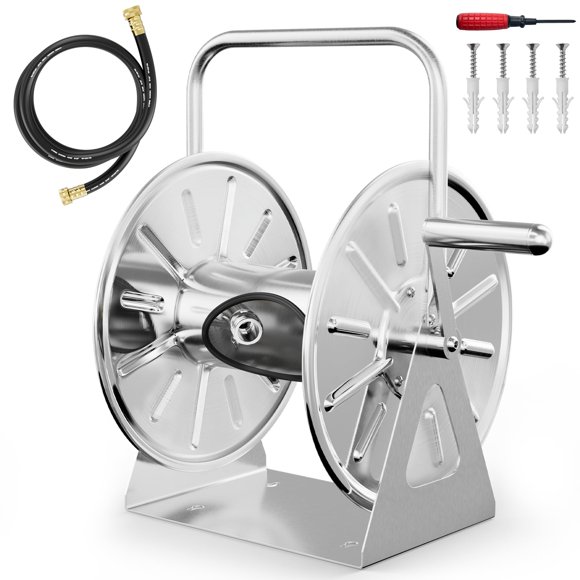 Carrete de manguera de jardín SPECILITE de acero inoxidable con capacidad de 75 pies