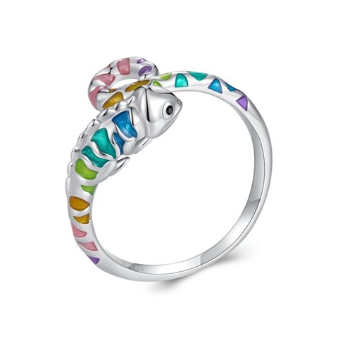 Vousez - Anillo Camaleon Arcoiris Ajustable Plata 925