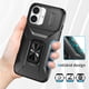 thumbnail image 5 of Funda Armada para iPhone 16 con Tapa Deslizante y Soporte Magnético Giratorio Negro, 5 of 5