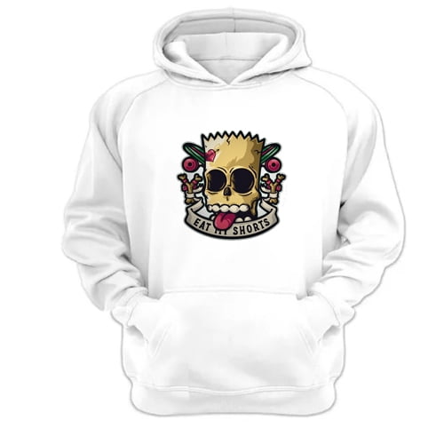 Polerón Canguro Eat My Shorts Blanco Talla M Unisex