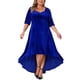 thumbnail image 5 of Agnes Orinda Disfraces de Halloween Vestido de Fiesta para Mujer Tallas Grandes Terciopelo Cuello en V Lentejuelas Brillantes Manga Media Dobladillo Alto Bajo Elegante Línea A Midi 2X Azul Real, 5 of 6