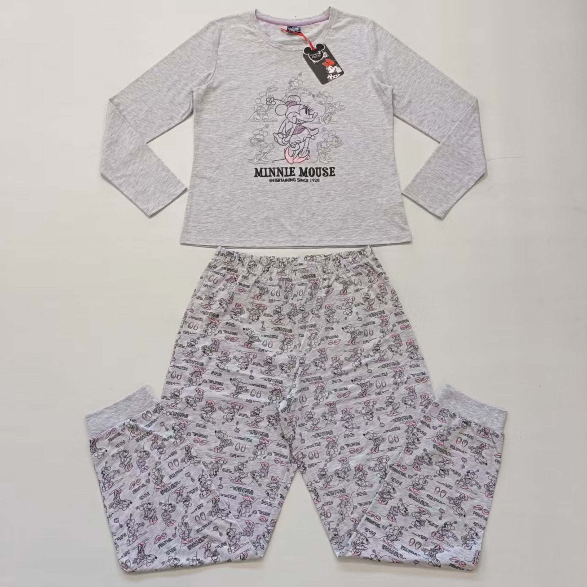 Disney - Pijama Mujer Minnie Jersey Gris Talla L