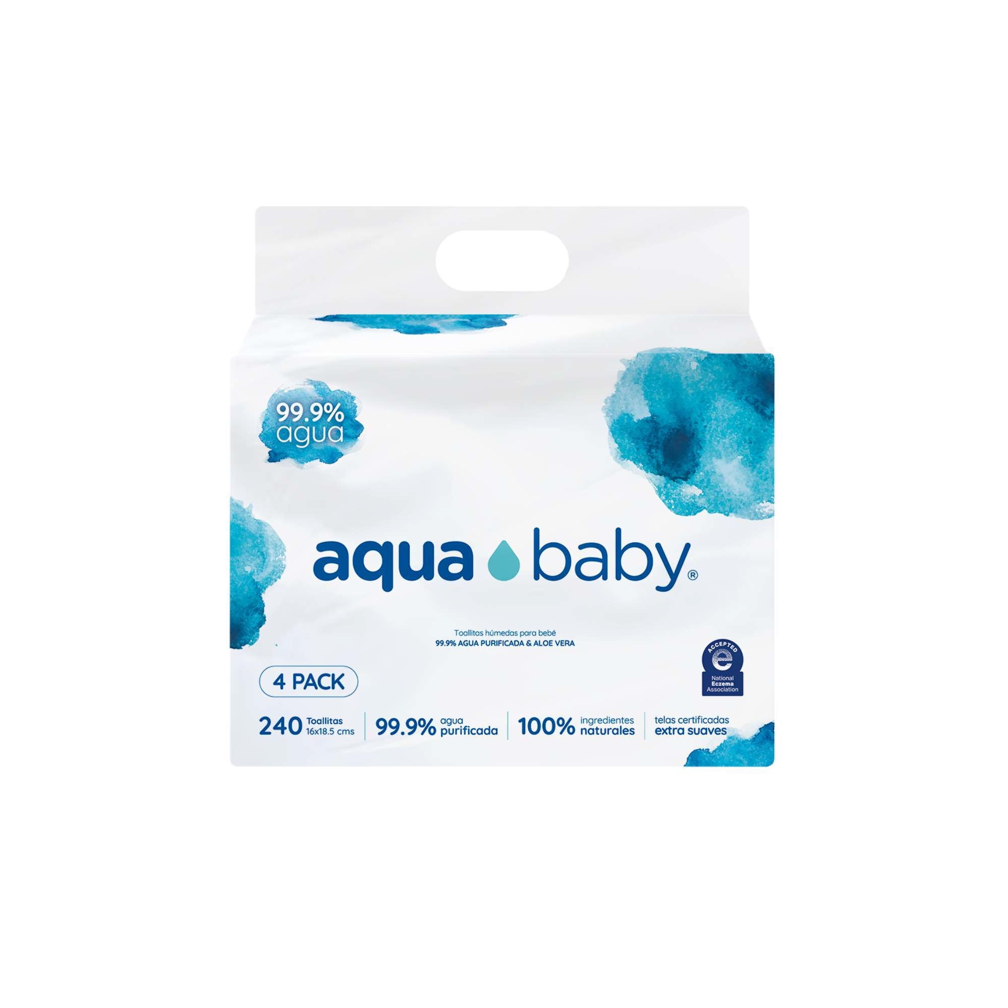 Toallitas Húmedas Agua Purificada Y Aloe Vera, Baby Wipes 240 Un Aqua Baby