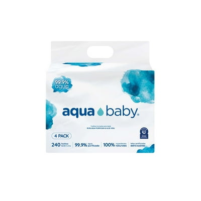 Toallitas Húmedas Agua Purificada Y Aloe Vera, Baby Wipes 240 Un Aqua Baby