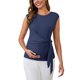 thumbnail image 1 of INSPIRE CHIC Blusa de maternidad para mujer con lazo en la cintura, mangas cortas, top de trabajo de oficina de verano 2XL azul marino, 1 of 6