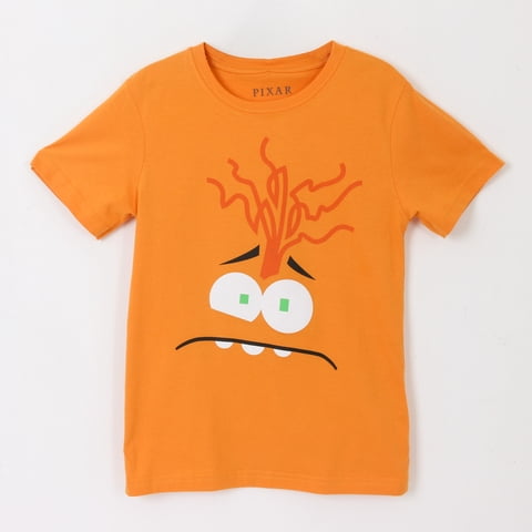 Polera Manga Corta Niña Naranjo Ansiedad Pixar Disney