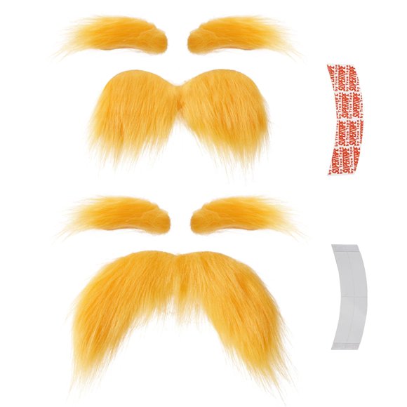 Falsos bigotes y cejas amarillos woxafo - 2 piezas para cosplay y fiestas