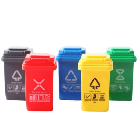 Juego De Mini Cubo De Basura Para Casa De Muñecas A Escala 1:12, Adorno De Escritorio, Juego De Simulación, 5/juego