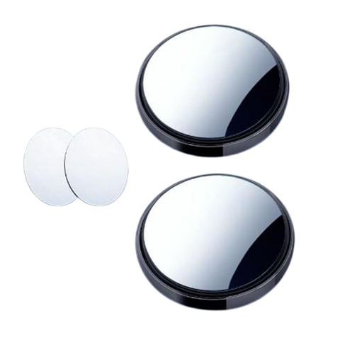 Magideal - 2 Uds Espejo De Para Coche, Vidrio Transparente Con Protección De Marco, Espejo Retrovisor, Accesorios Exteriores Espejo Auxiliar Gran Negro