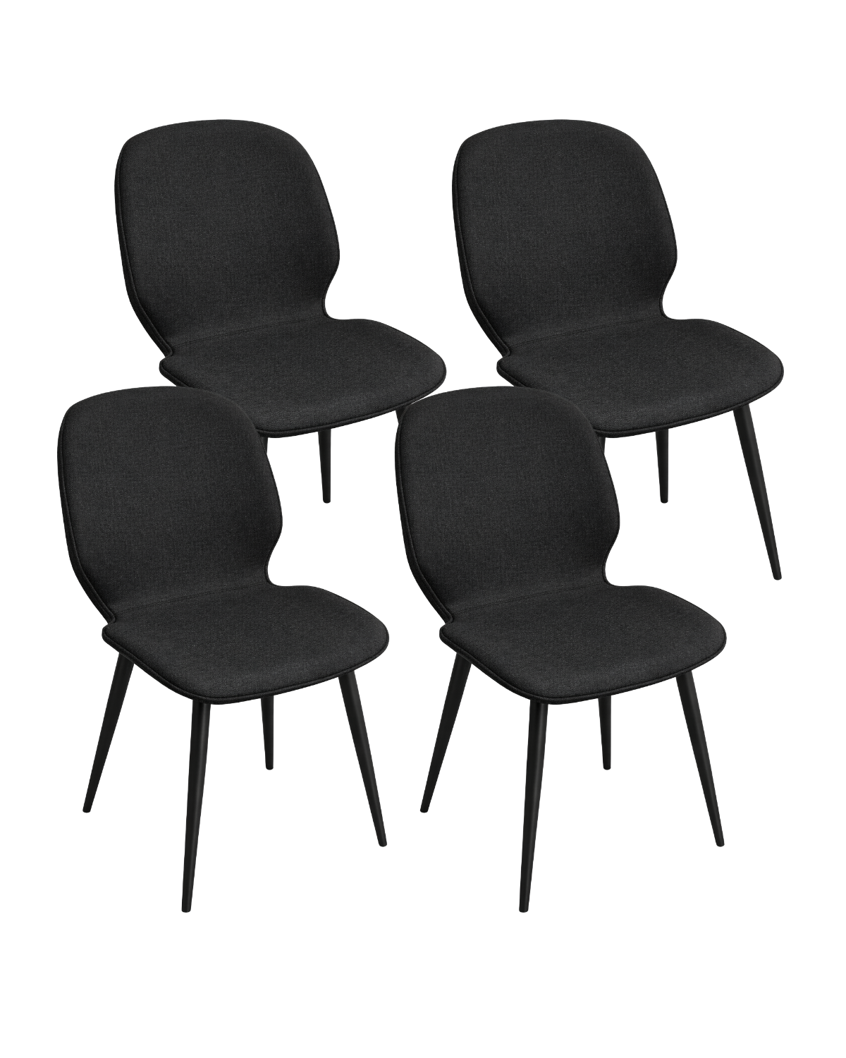 Habita2 Chile - Pack 4 Sillas De Comedor Con Tapiz Lino Gabriel- Negro