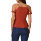 thumbnail image 3 of INSPIRE CHIC Elegante Blusa Peplum de Cuello Cuadrado con Mangas Abullonadas para Mujer para Uso Casual M Naranja Rojo, 3 of 5