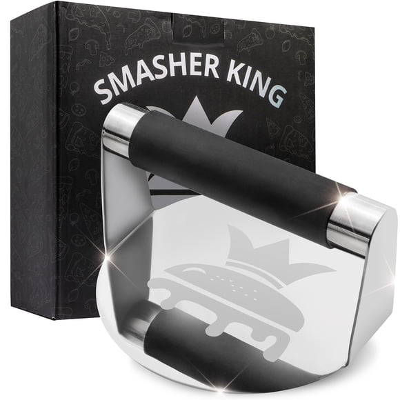 Prensa para hamburguesas SMASHER KING de acero inoxidable de 14 cm